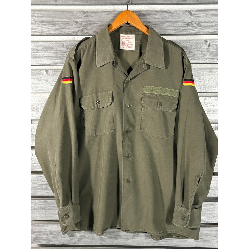Vintage 1990 West German Bundeswehr Military Field Shirt Olive Drab 45/46 XXL